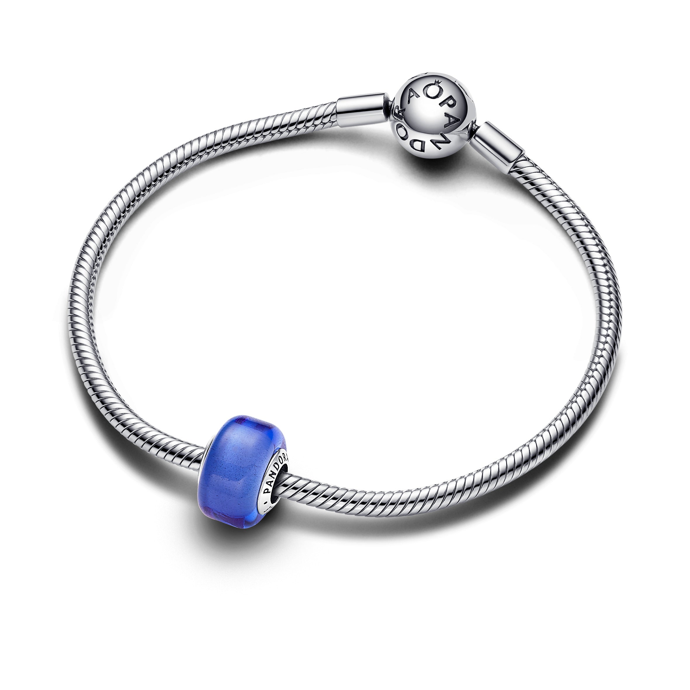 Pandora Blauwe minibedel van muranoglas zilver - 793105C00