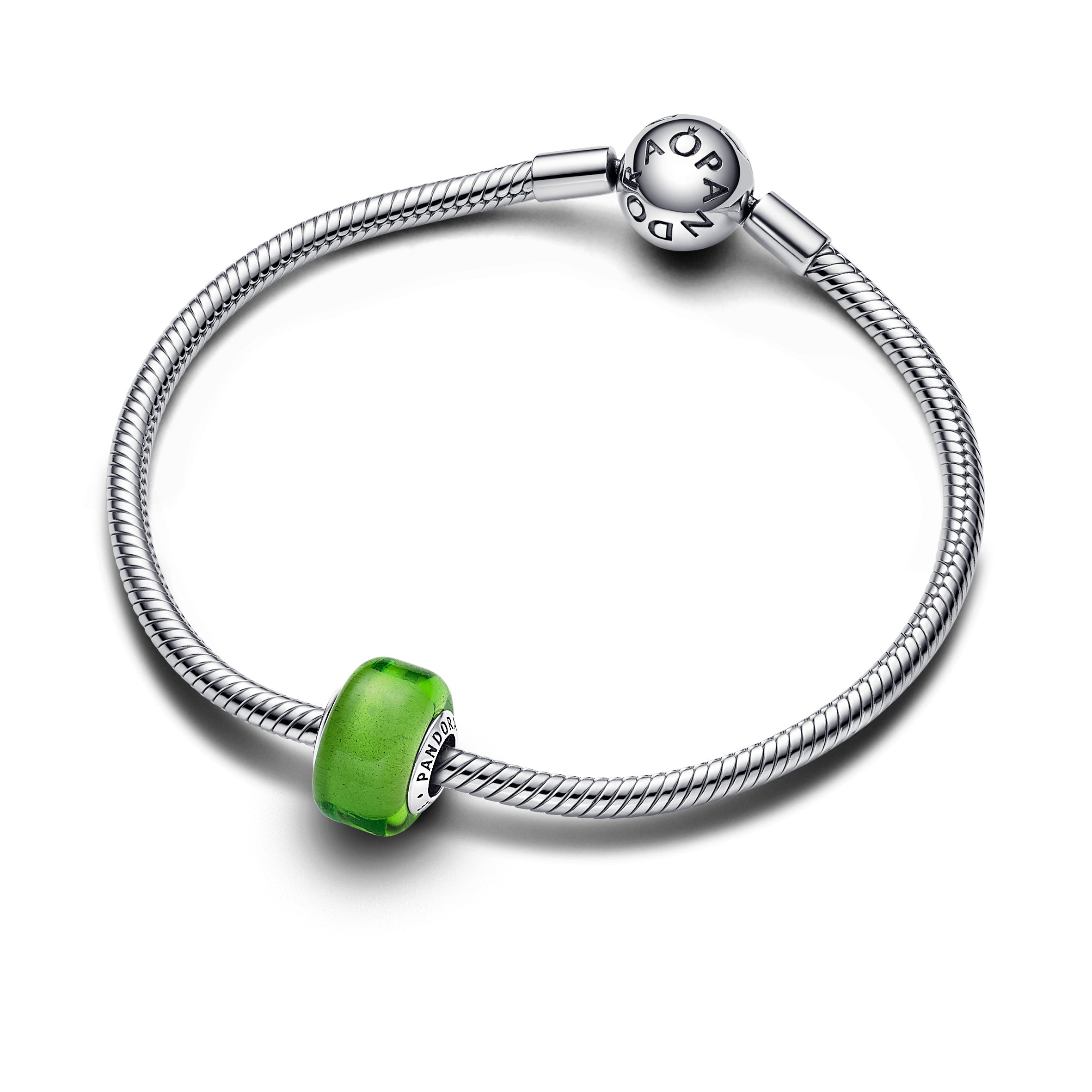 Pandora Groene minibedel van muranoglas zilver - 793106C00