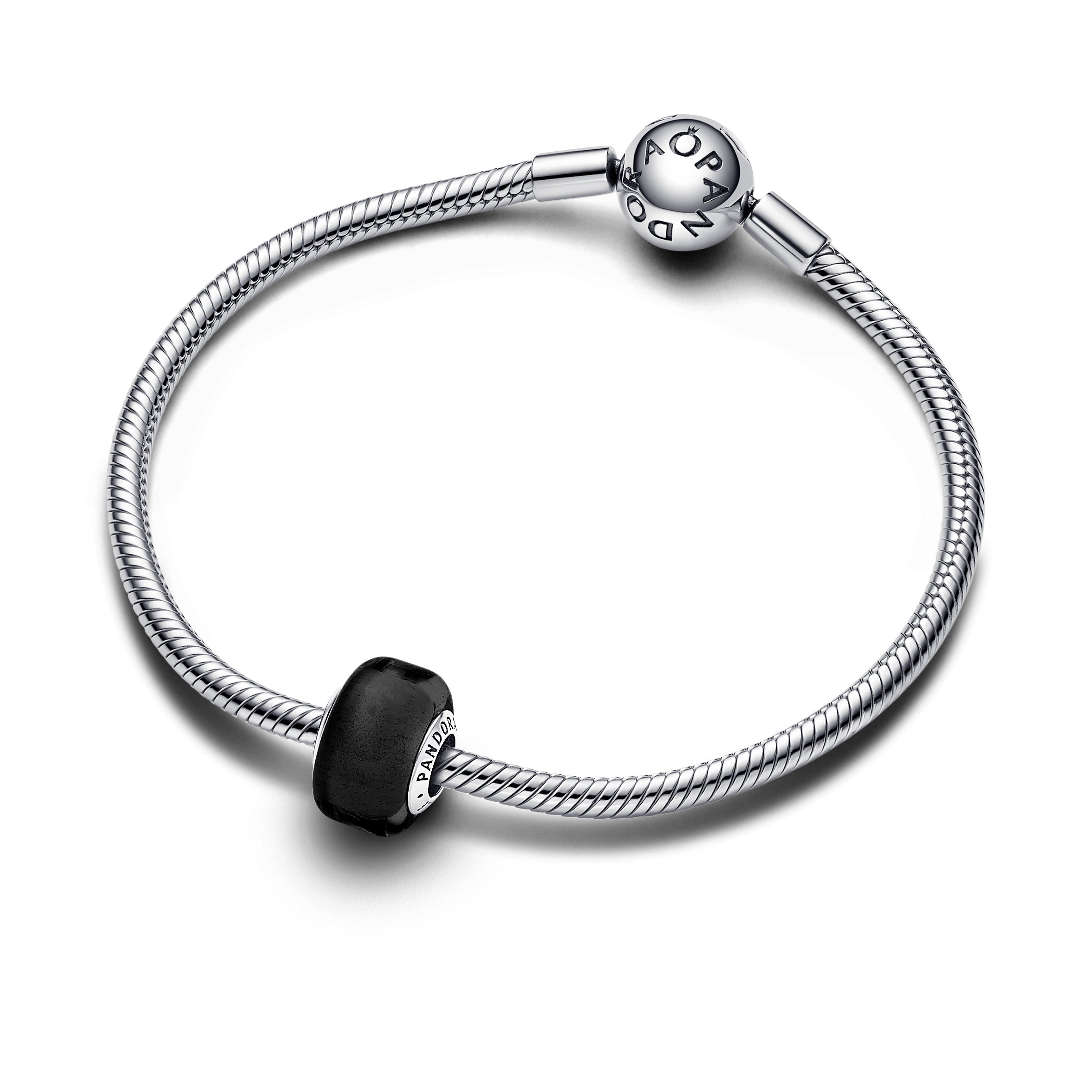 Pandora Zwarte minibedel van muranoglas zilver - 793117C00