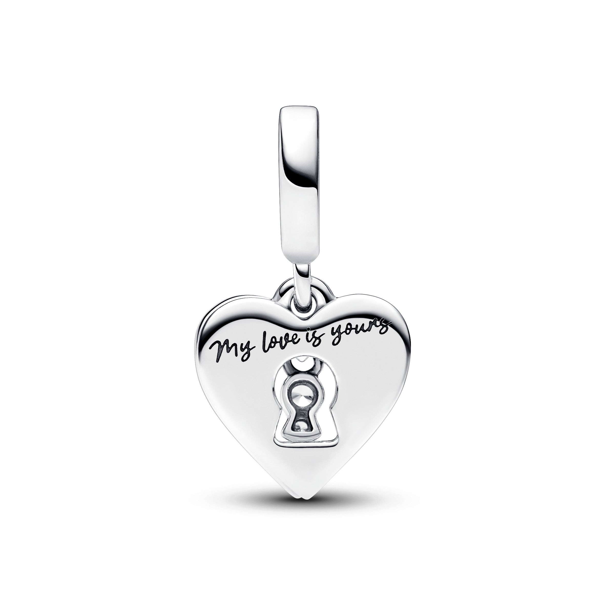 Pandora Dubbele hangende bedel rood hart & sleutelgat zilver - 793119C01
