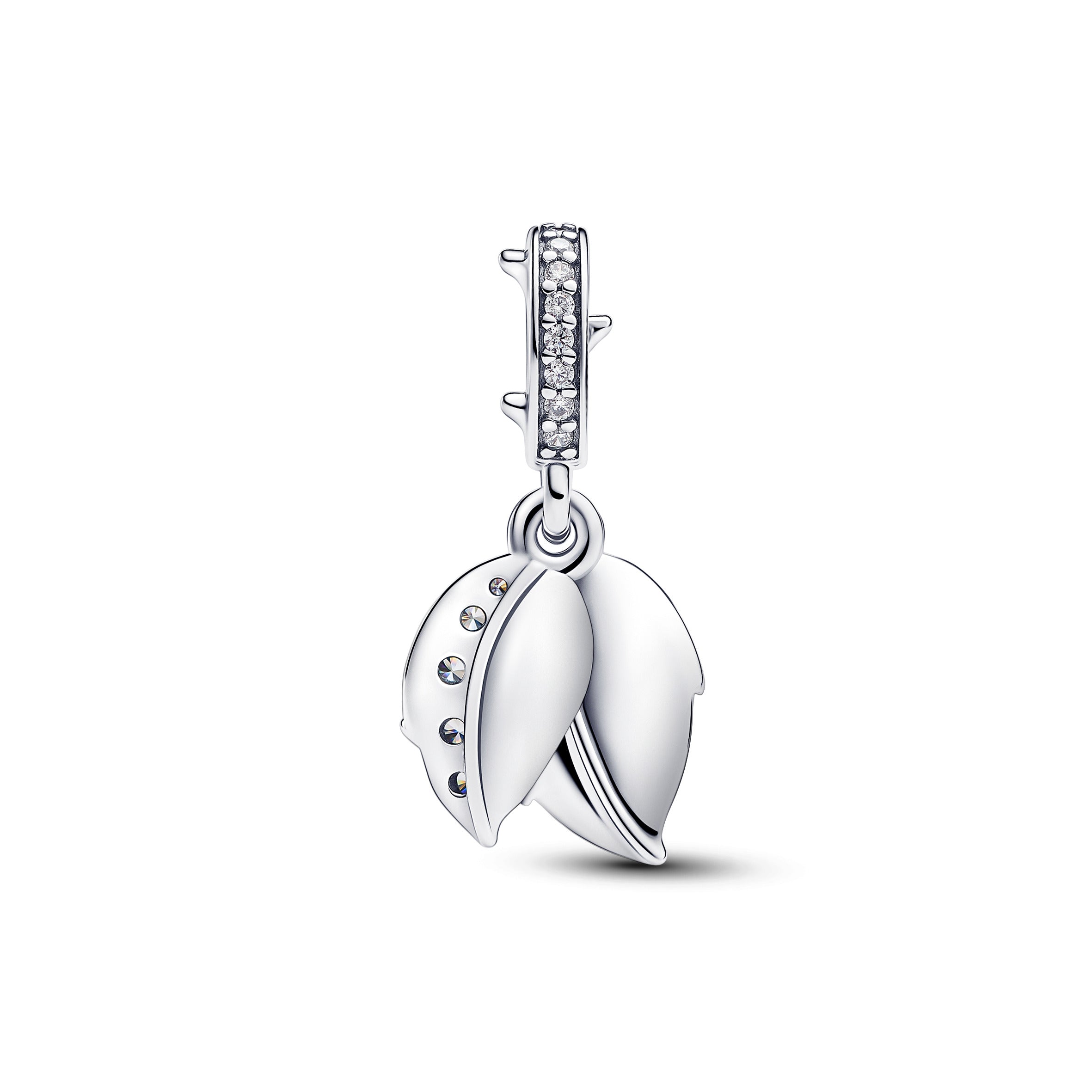 Pandora Witte roos in bloei dubbele hangende bedel zilver - 793200C01