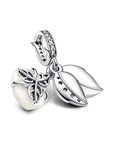 Pandora Witte Roos Sterling Zilver Dubbele Hangende Bedel 793200C01 - PansiteNederland.nl