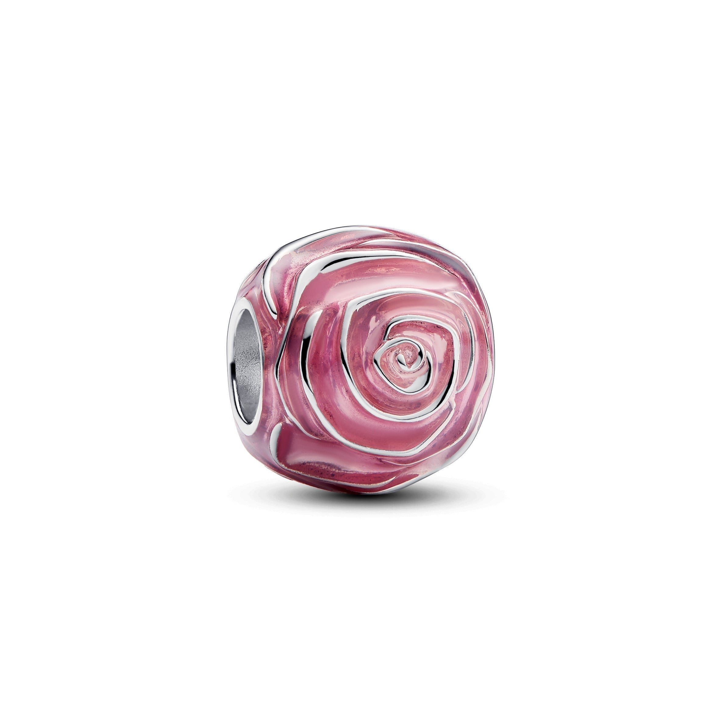 Pandora Roze roos in bloei bedel zilver - 793212C01