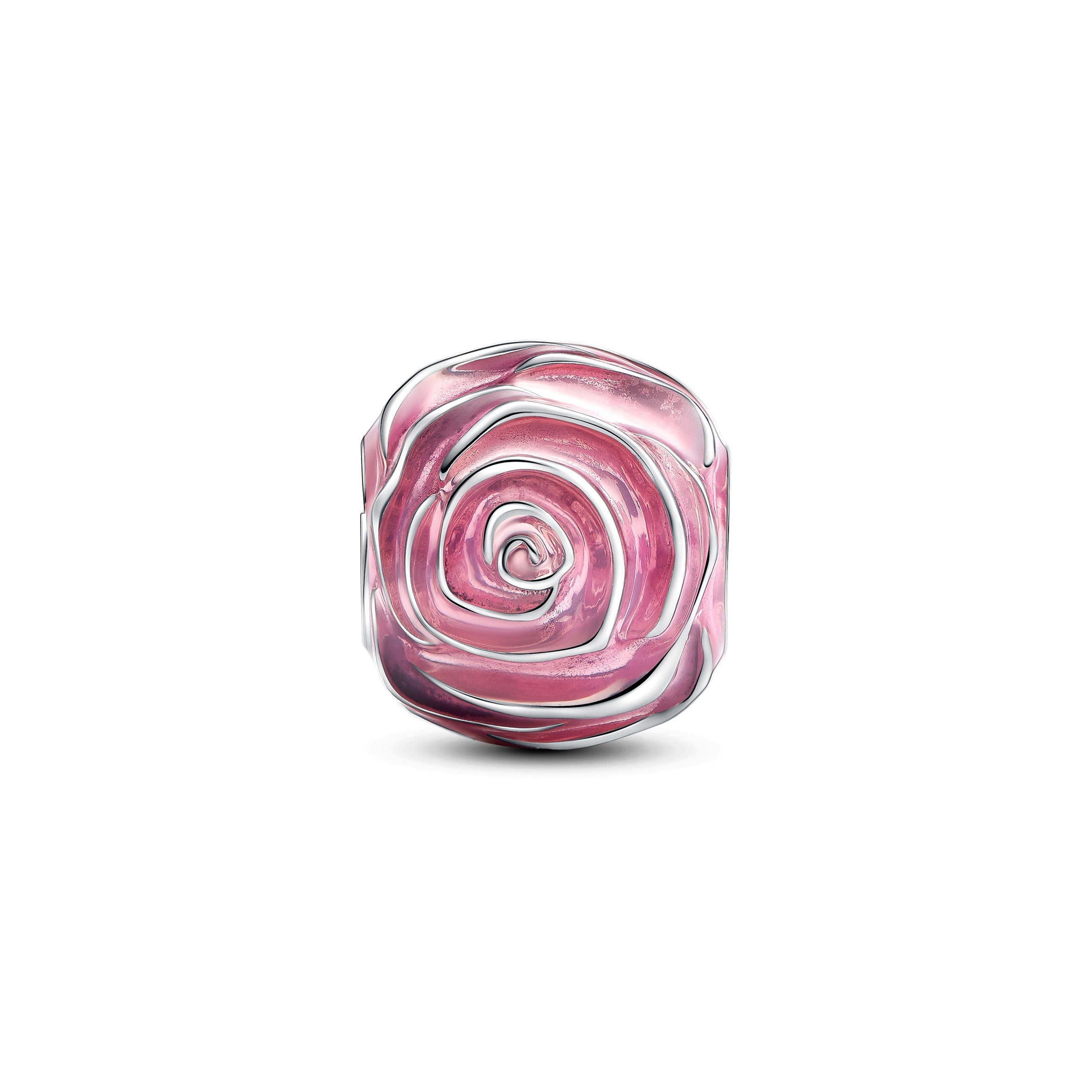 Pandora Roze roos in bloei bedel zilver - 793212C01