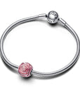 Pandora Roze Roos Sterling Zilver met Doorschijnend Roze Emaille Bedel 793212C01 - PansiteNederland.nl