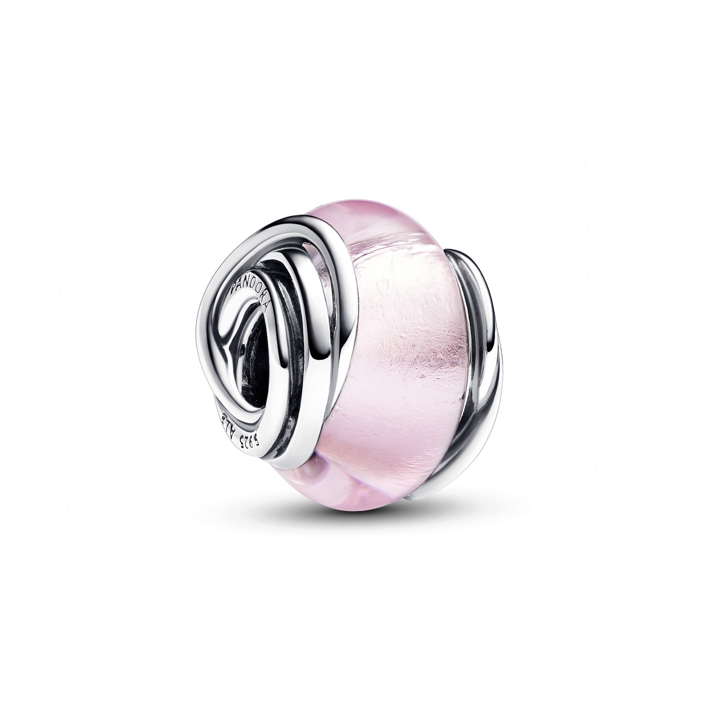 Pandora Omcirkelde roze muranoglazen bedel zilver - 793241C00