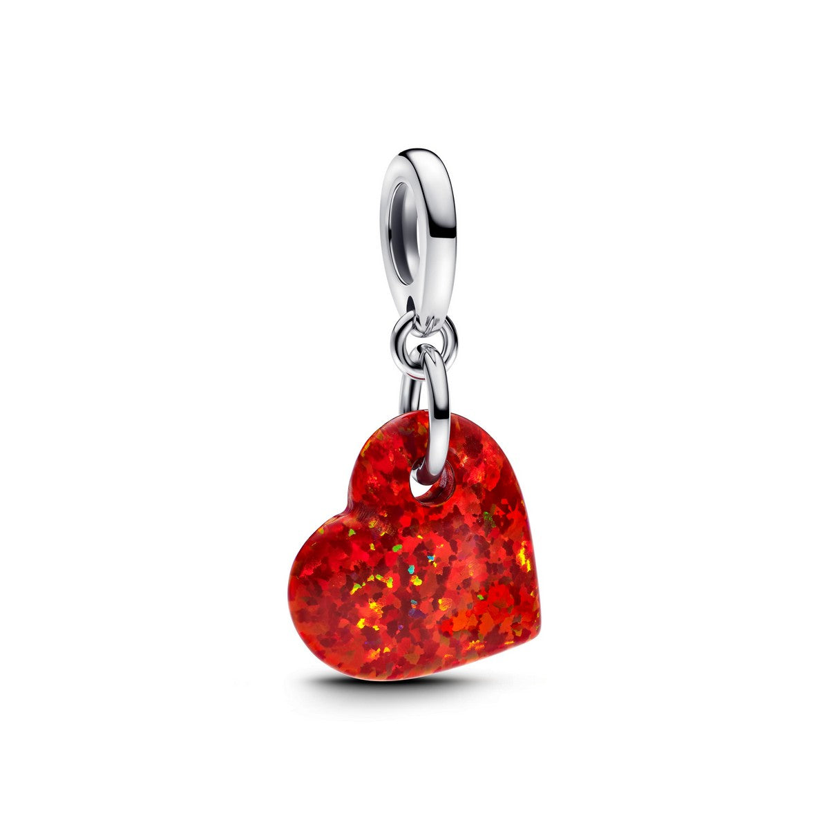 Pandora Opalescent Rood Hart Hangende Bedel zilver - 793348C01