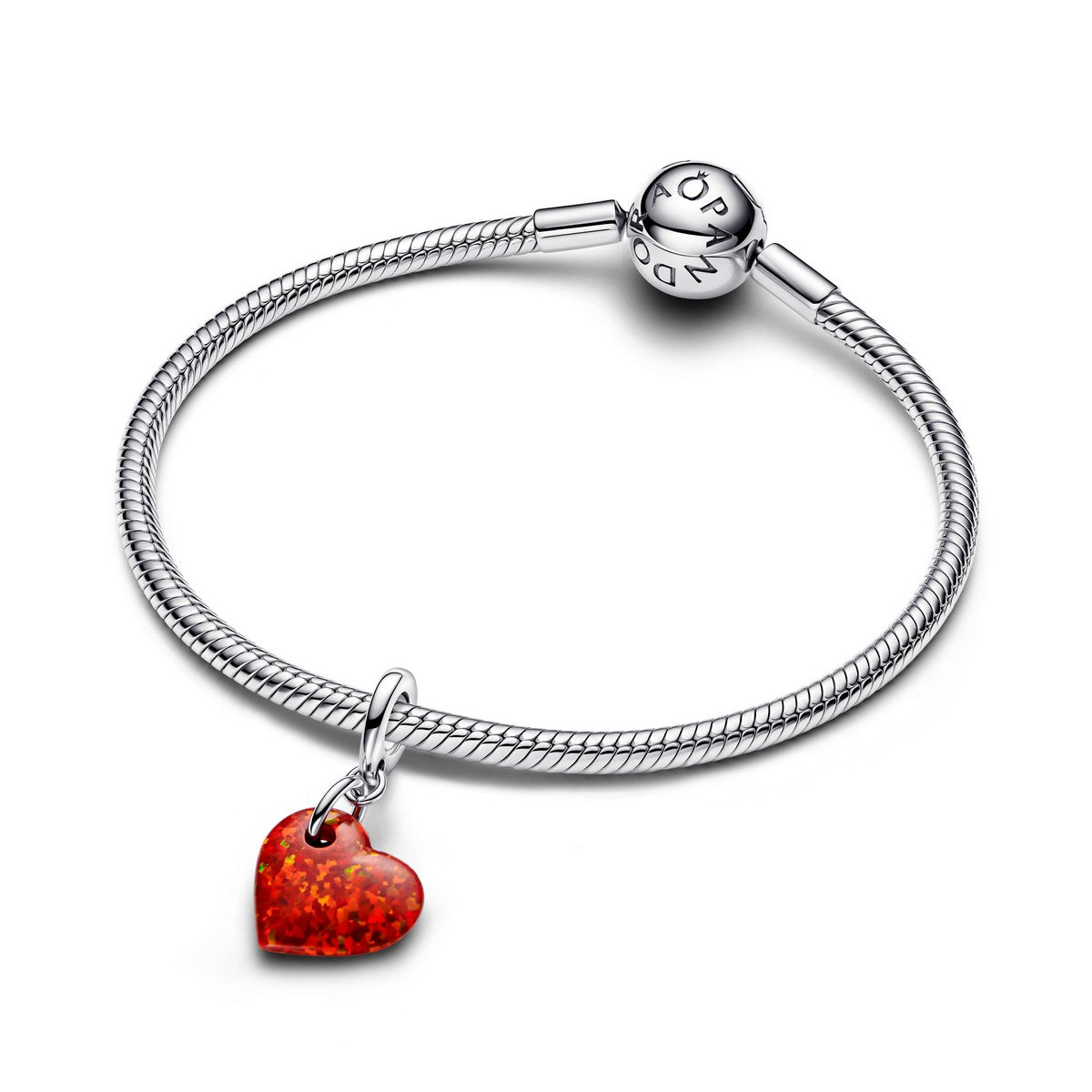 Pandora Opalescent Rood Hart Hangende Bedel zilver - 793348C01