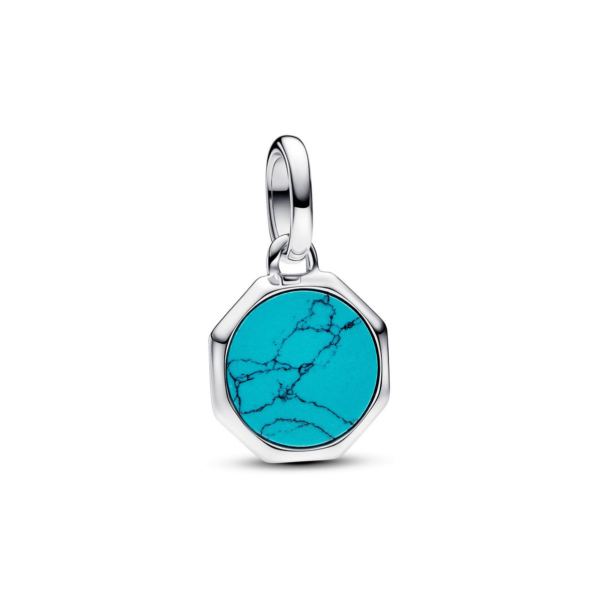 Pandora Turkooiskleurige Graveerbare Mini Medaillonbedel zilver medallion - 793388C01