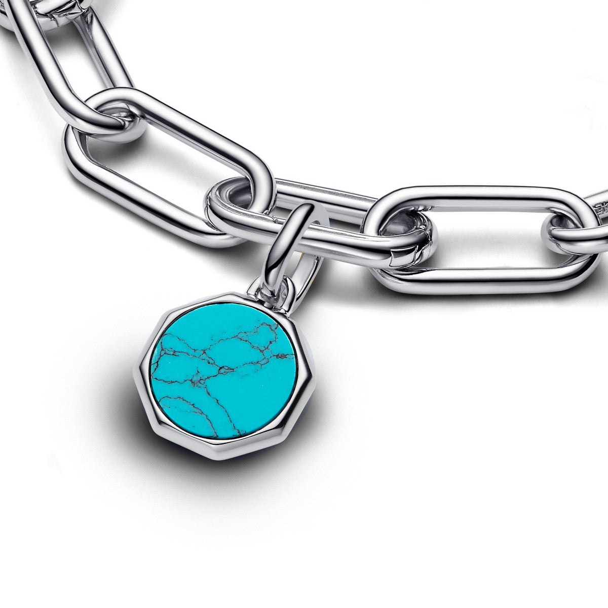 Pandora Turkooiskleurige Graveerbare Mini Medaillonbedel zilver medallion - 793388C01