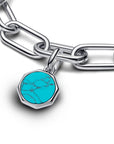 Pandora Turkooisblauwe Graveerbare Mini Medaillon Bedel 793388C01 - PansiteNederland.nl