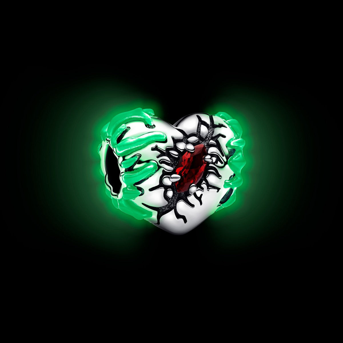 Pandora Stranger Things glow-in-the-dark hartbedel zilver - 793565C01