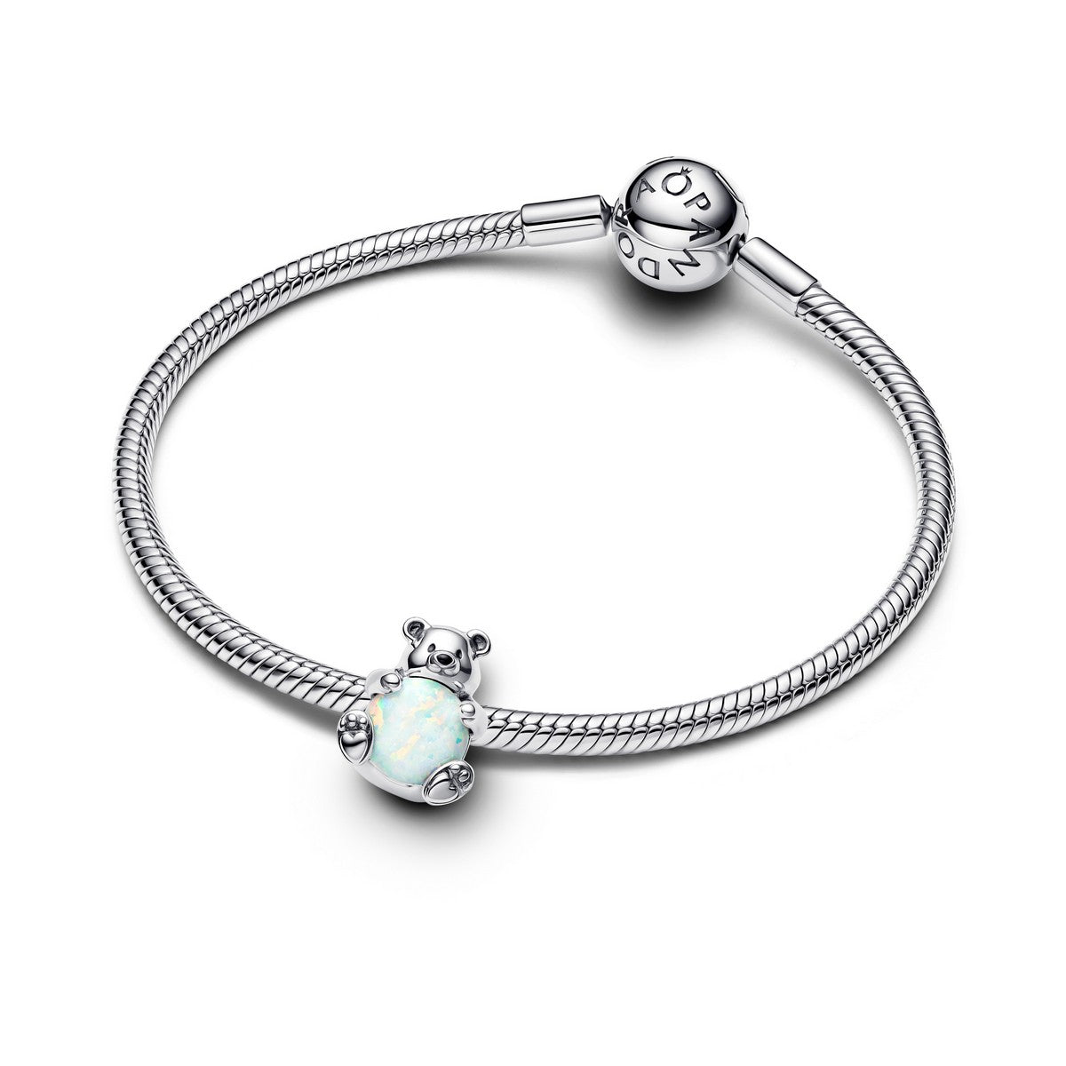 Pandora Bedel met ijsbeer zilver wit - 793589C01