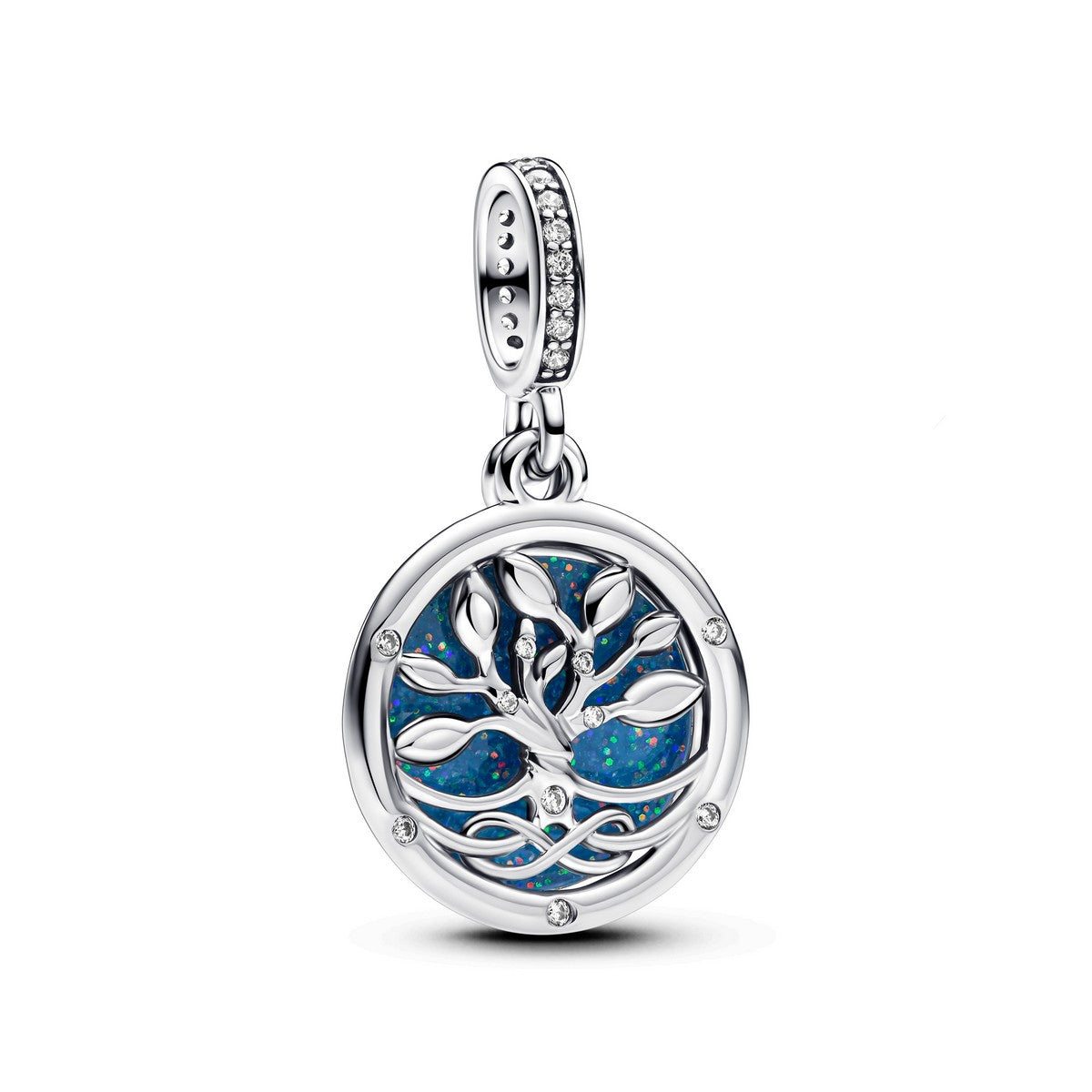 Pandora Dubbele hangende glow-in-the-dark bedel met stamboom en lemniscaat zilver - 793599C01