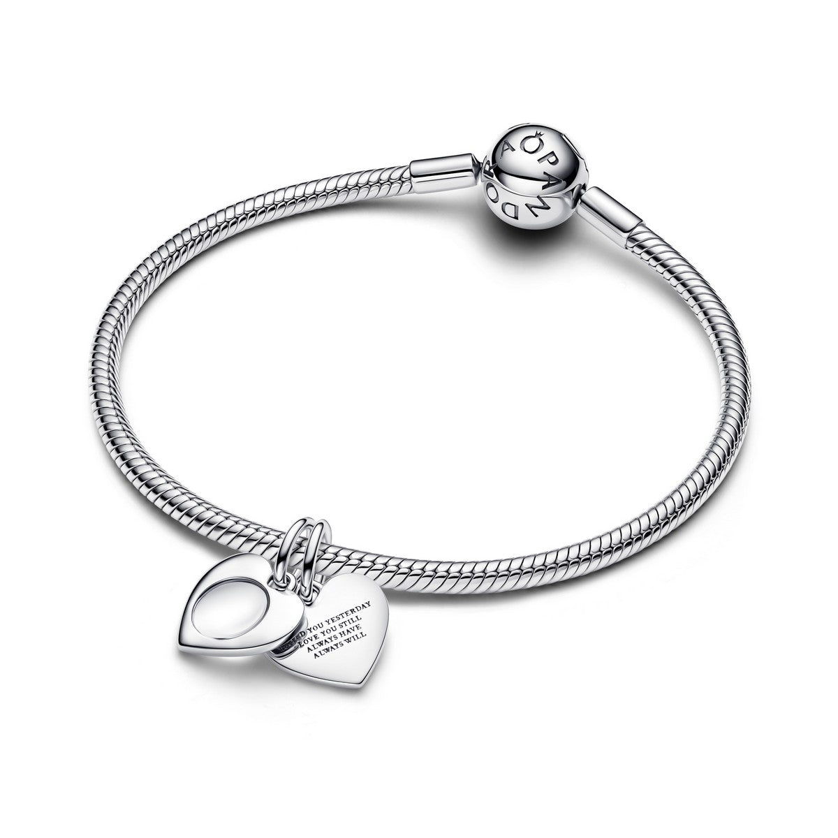 Pandora Graveerbaar Hart Vergrootglas Dubbele Hangende Bedel zilver - 793671C00