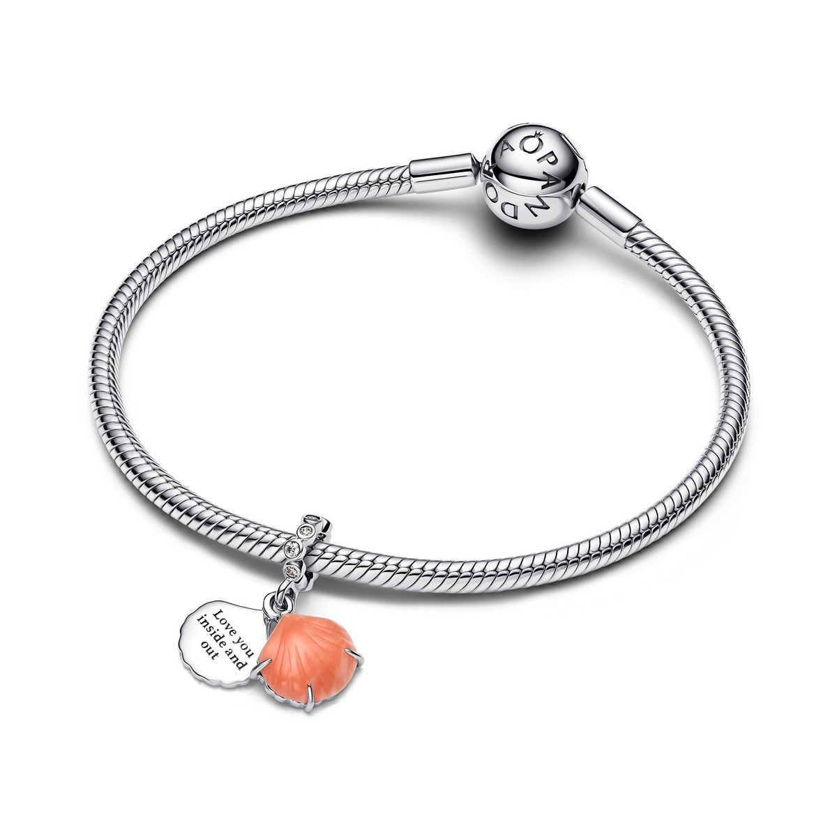 Pandora Koraalkleurige Schelp Dubbele Hangende Bedel zilver - 793821C01