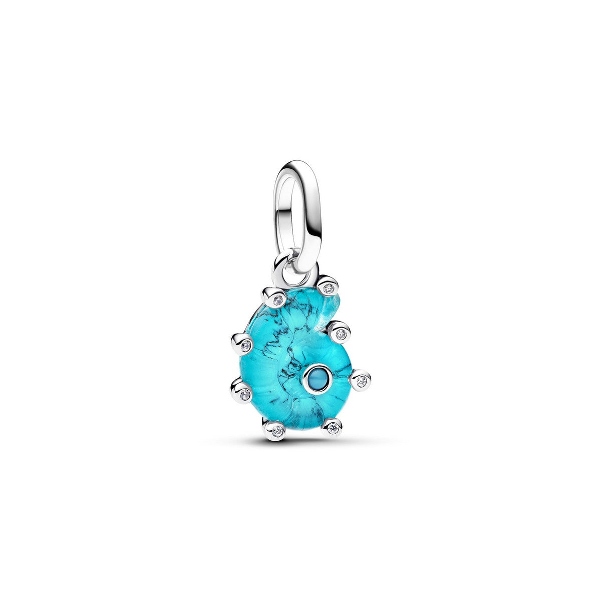 Pandora Blauwe Muranoglas Zeeslak Hangende Bedel zilver - 793900C01