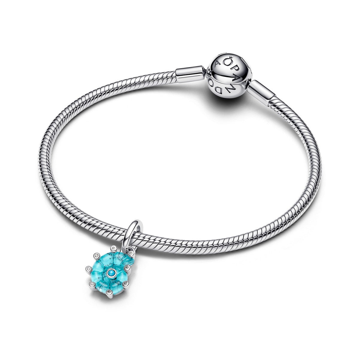 Pandora Blauwe Muranoglas Zeeslak Hangende Bedel zilver - 793900C01
