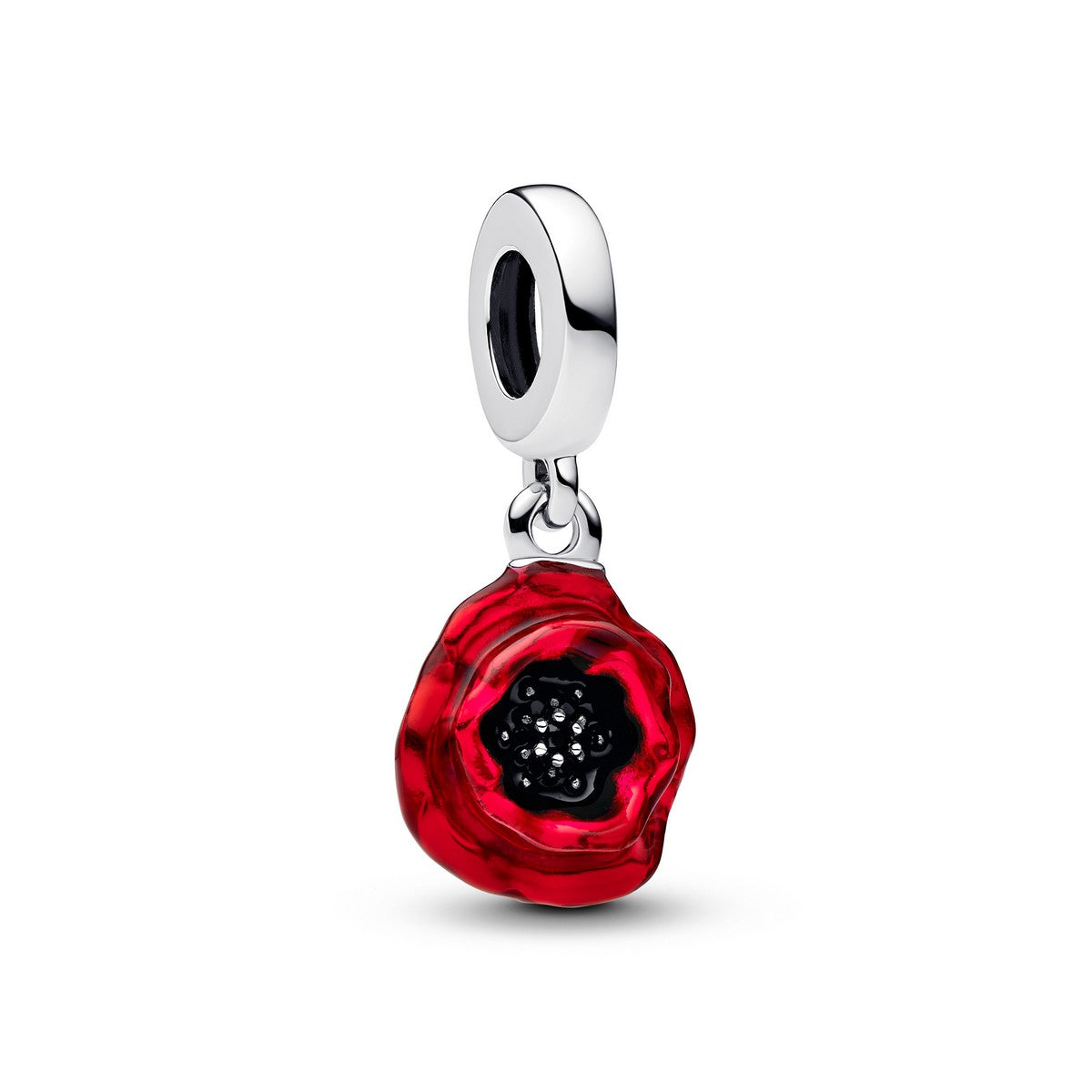 Pandora Rode Bloem Hangende Bedel zilver - 793917C01