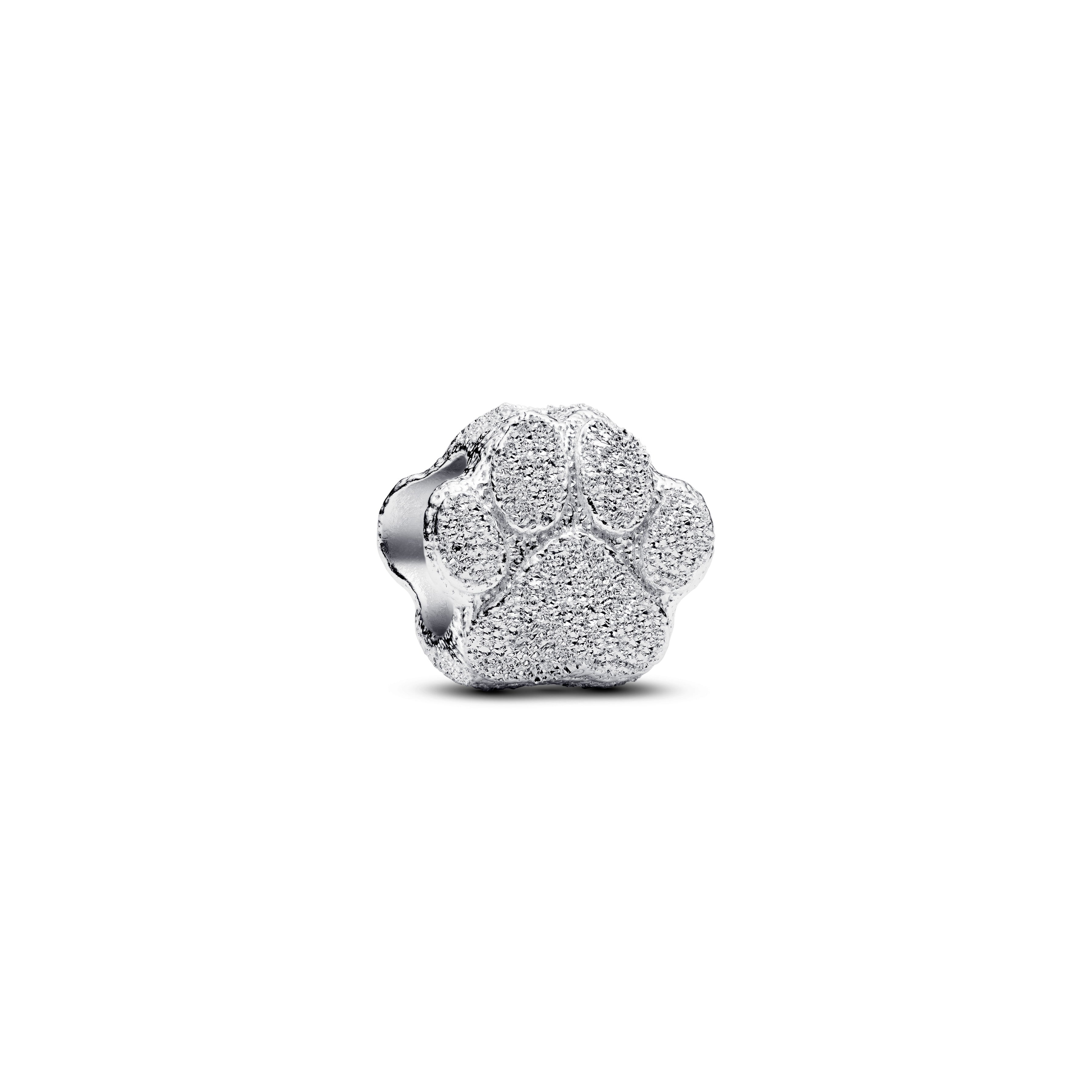 Pandora Minibedel getextureerde pootafdruk zilver - 794043C00