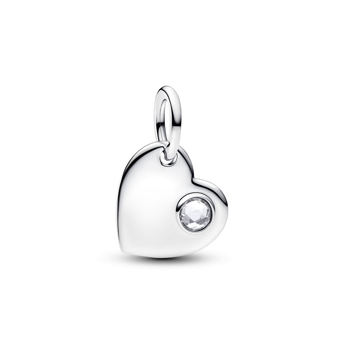 Pandora April Graveerbare Hart Heldere Steen Hangende Bedel zilver - 794295C04
