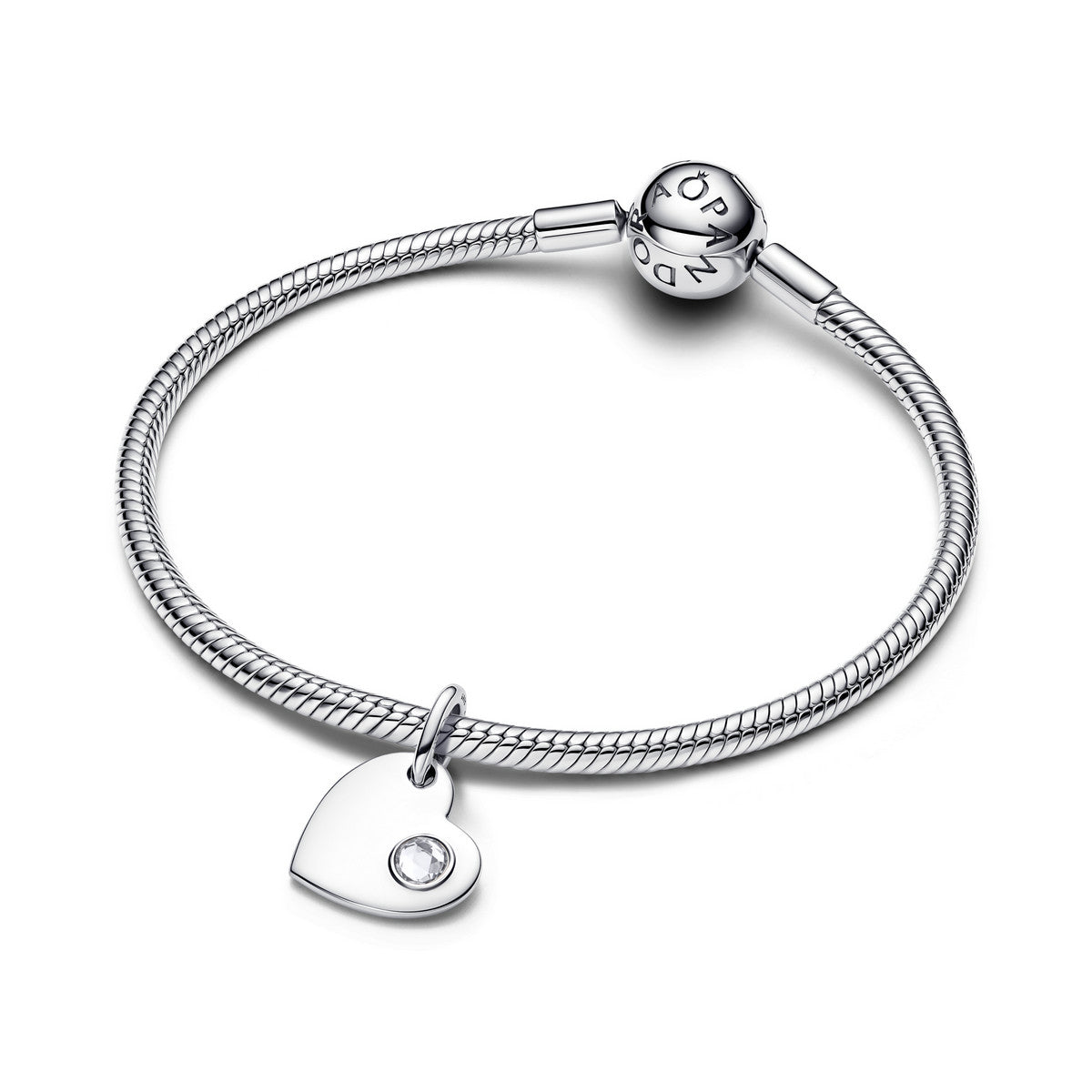 Pandora April Graveerbare Hart Heldere Steen Hangende Bedel zilver - 794295C04