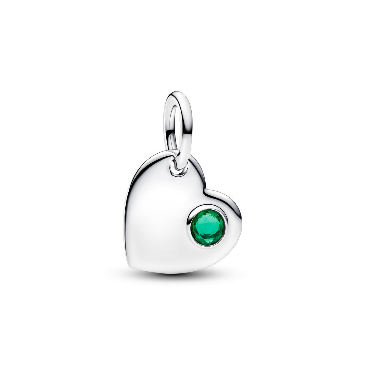 Pandora Mei Graveerbare Hart Groene Steen Hangende Bedel zilver - 794295C05