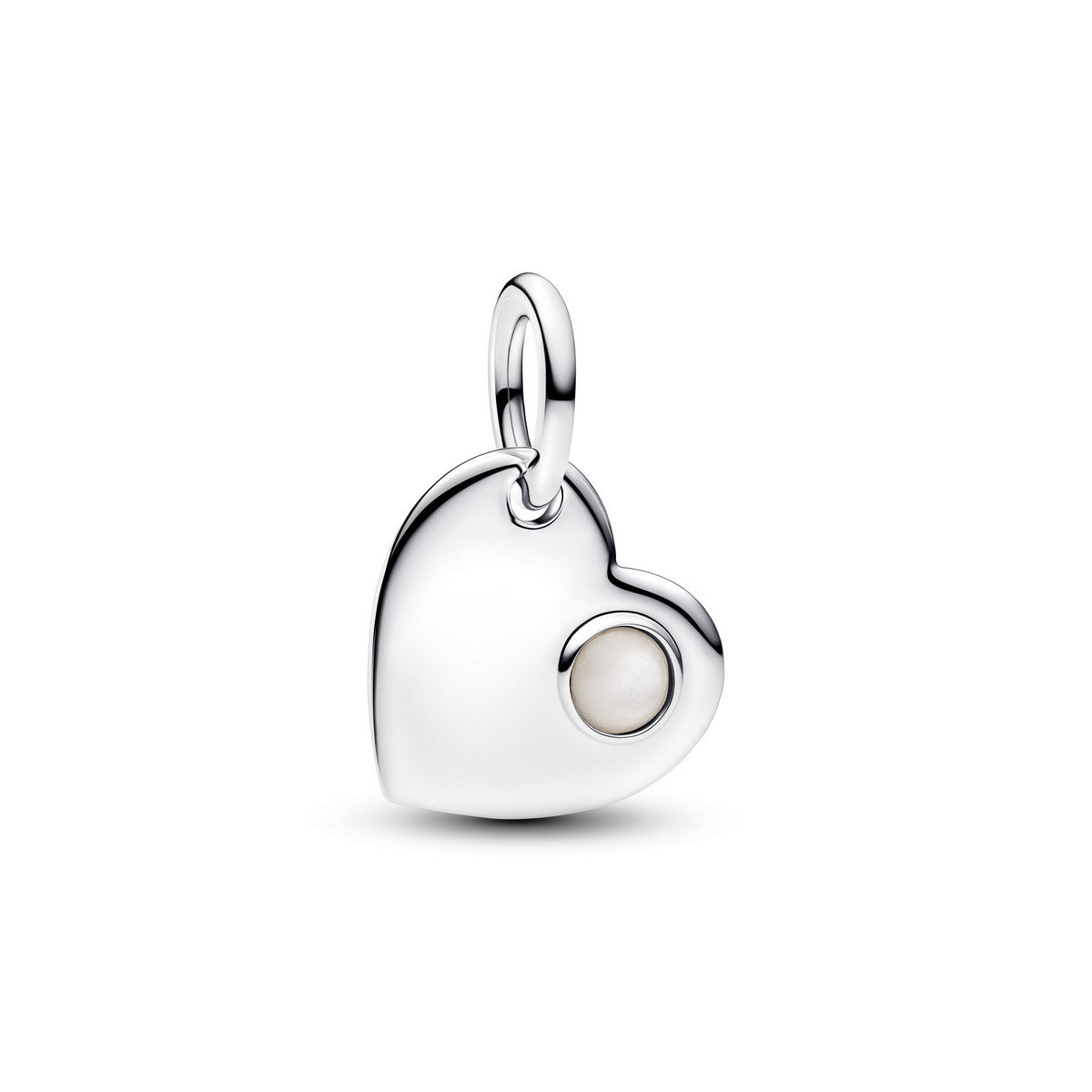 Pandora Juni Graveerbare Hart Witte Steen Hangende Bedel zilver - 794295C06