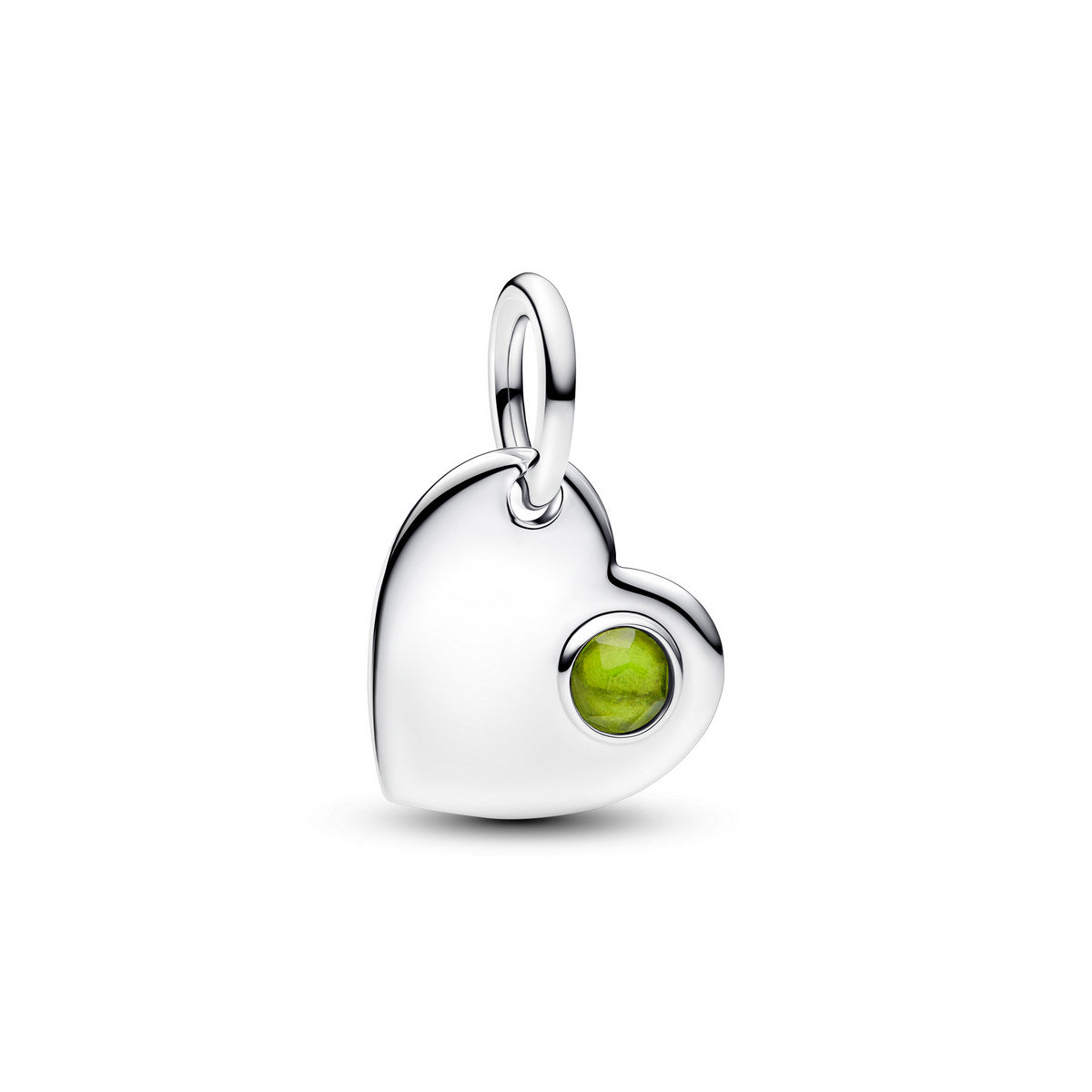 Pandora Augustus Graveerbare Hart Lentegroene Steen Hangende Bedel zilver - 794295C08