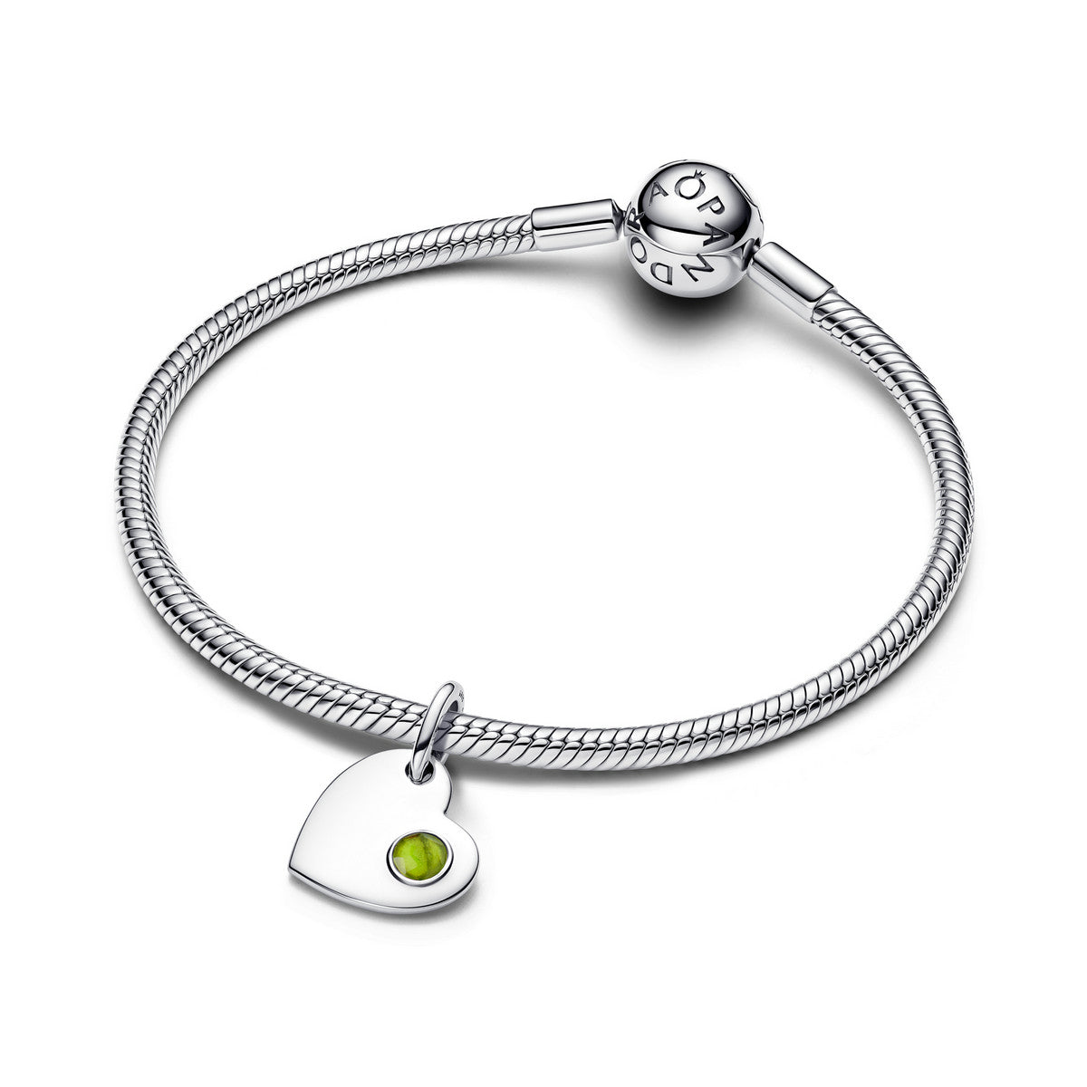 Pandora Augustus Graveerbare Hart Lentegroene Steen Hangende Bedel zilver - 794295C08