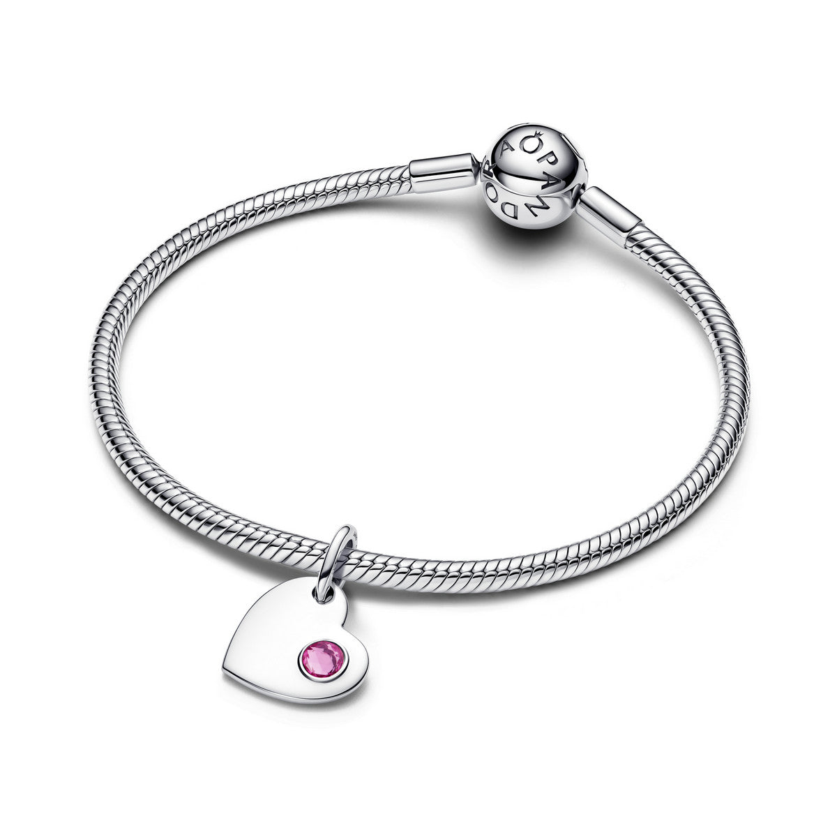 Pandora Graveerbare hart roze steen hangende bedel - 794295C10