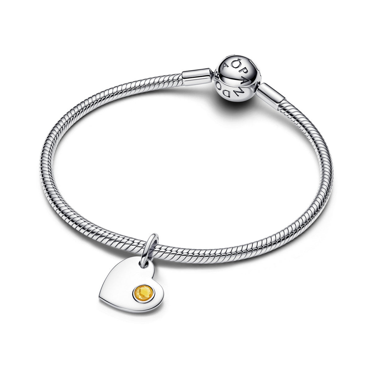 Pandora Graveerbare hart honingkleurige steen hangende bedel - 794295C11