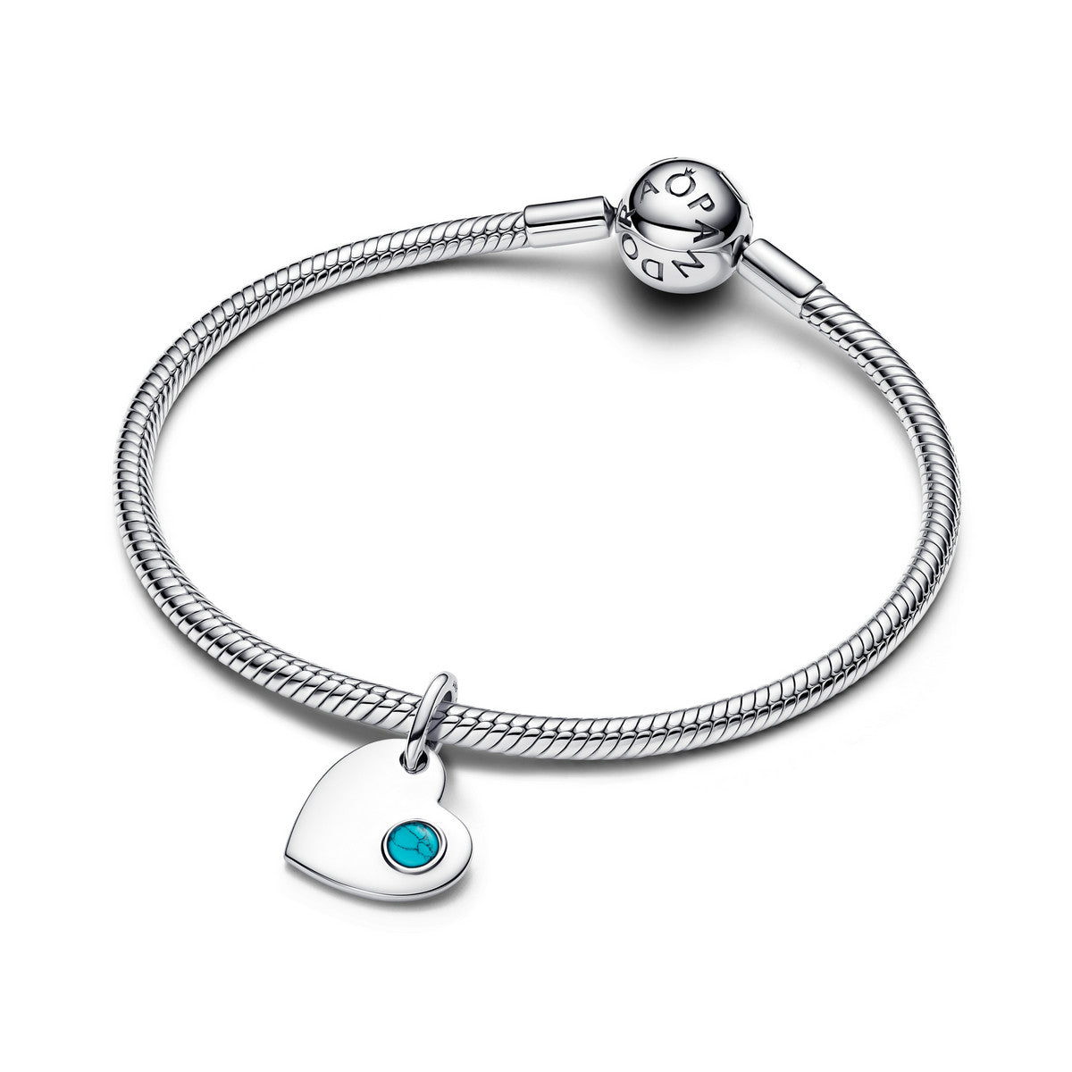 Pandora Graveerbare hart turquoisekleurige steen hangende bedel - 794295C12