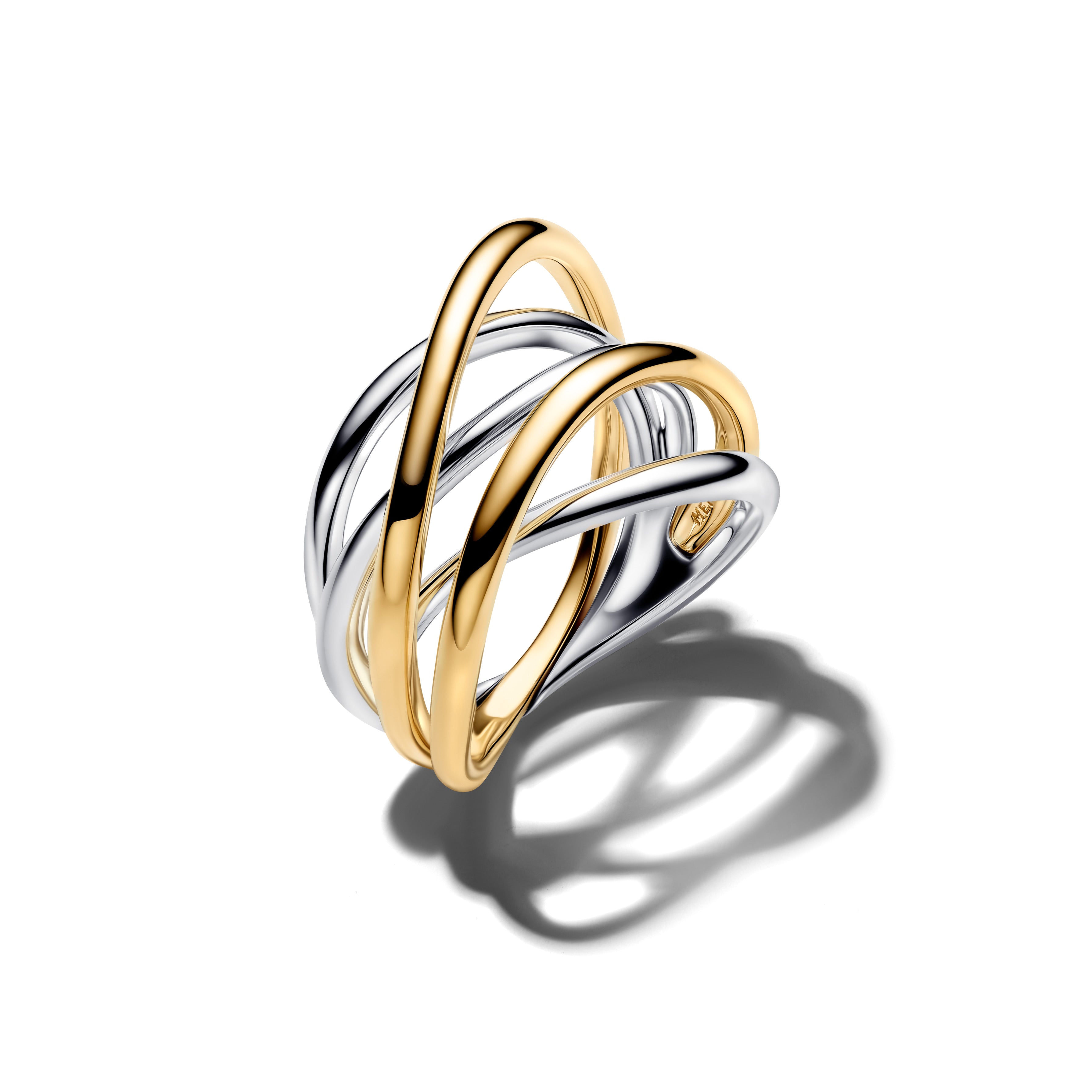 Pandora Tweekleurige Verstrengelde Band Ring bicolor zilver en goudverguld - 164673C00