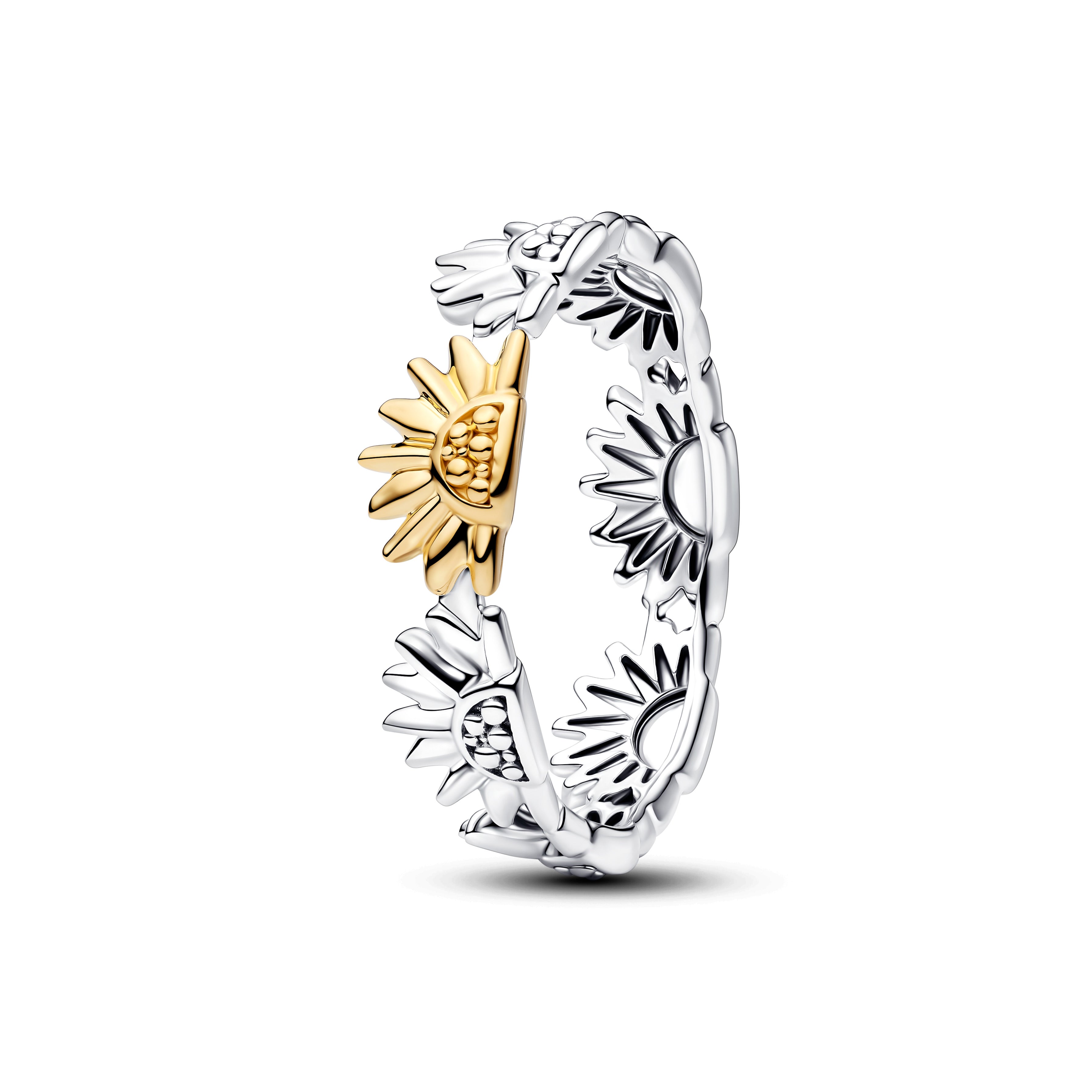 Pandora Zonnebloem Tweekleurige Band Ring bicolor zilver en goudverguld - 164702C00