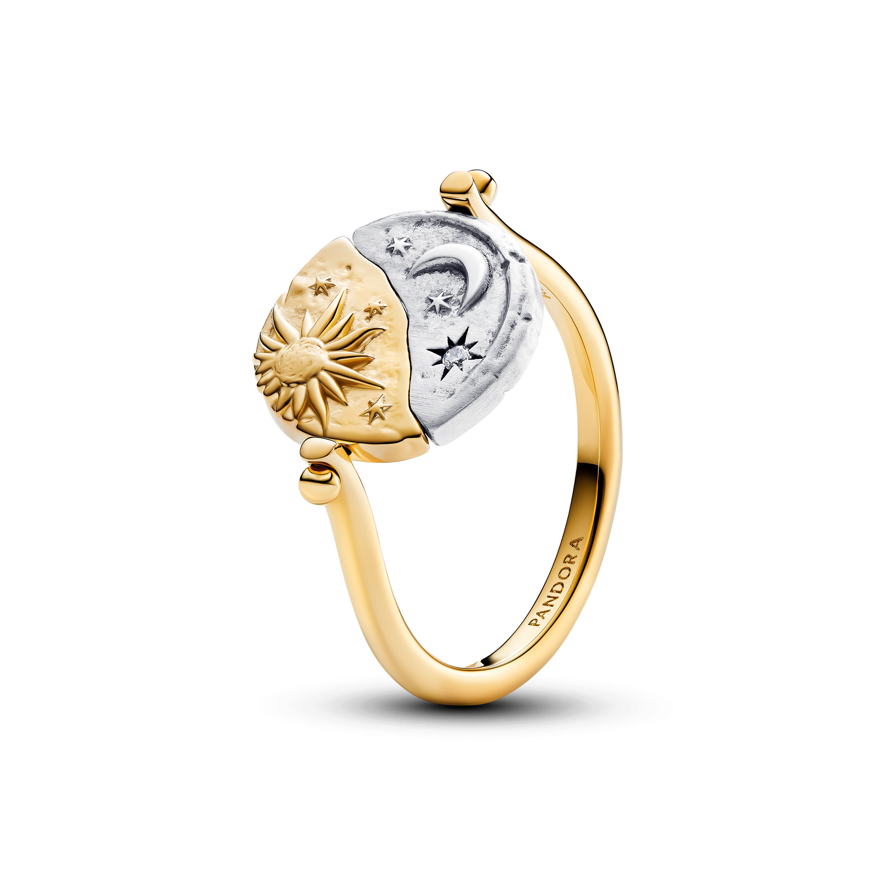 Pandora Zon & Maan Omkeerbare Medaillonring bicolor zilver en goudverguld 164810C01
