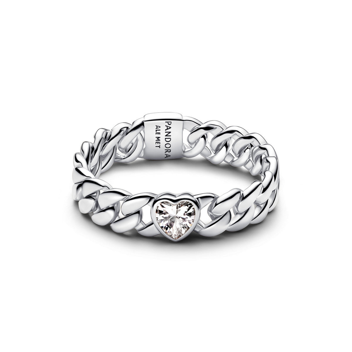 Pandora Cuban Schakelring zilver wit - 194386C01