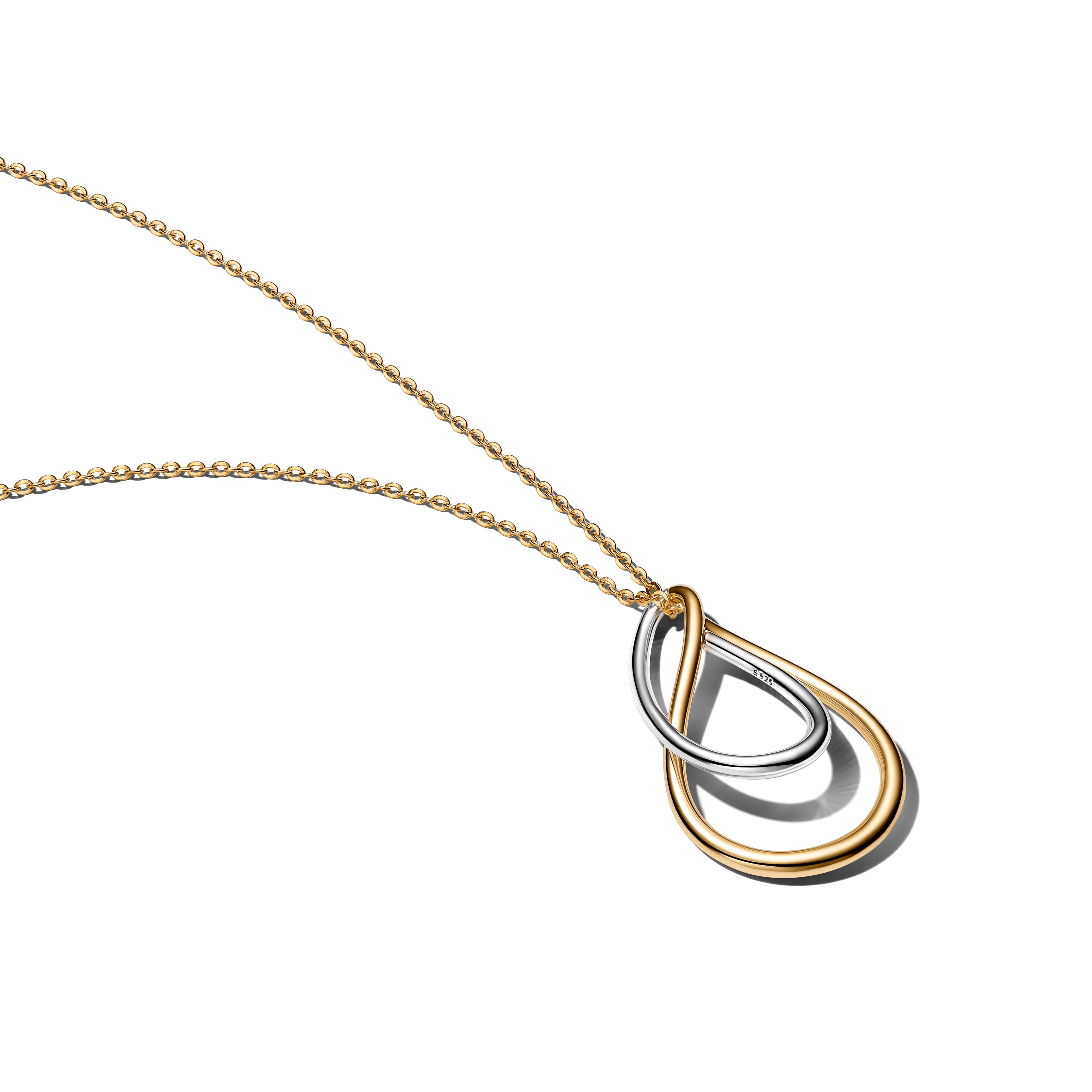 Pandora Tweekleurige Dubbele Hangerketting bicolor zilver en goudverguld - 364668C00