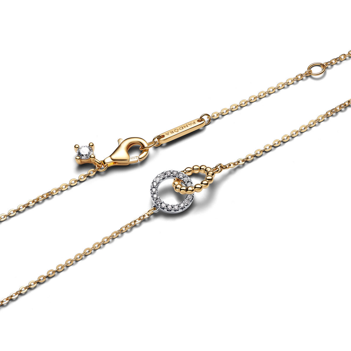Pandora Kralen & Pavé Ineengrijpende Cirkels Ketting bicolor zilver en goudverguld 364825C01
