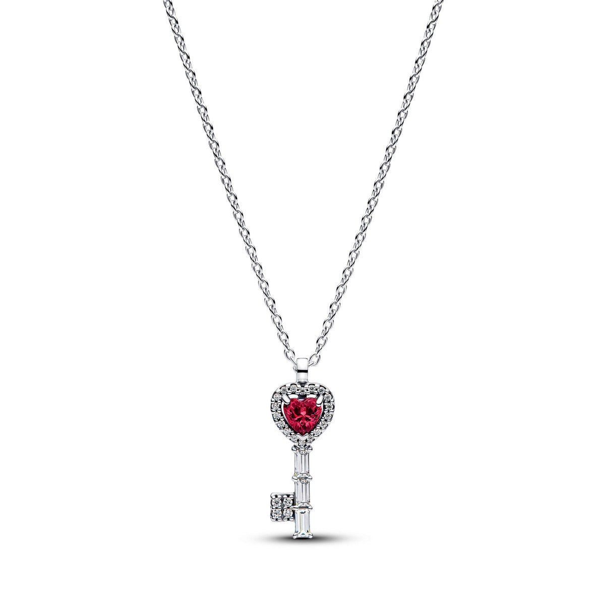 Pandora Verhoogd Hart Sleutel Halsketting zilver - 394392C01