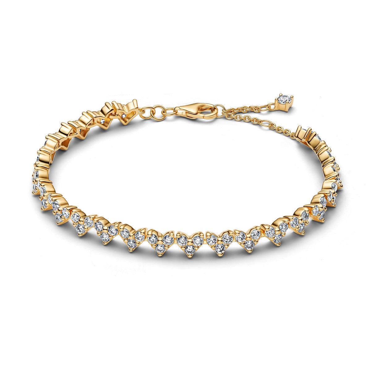 Pandora Tripple Steen Hart Armband goudverguld - 564390C01