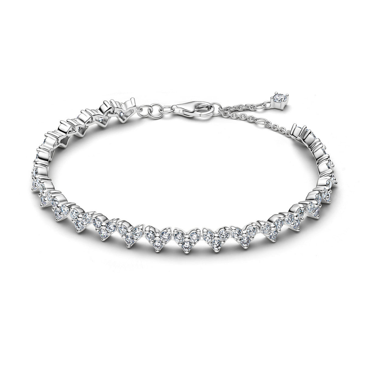 Pandora Tripple Steen Hart Armband zilver - 594390C01