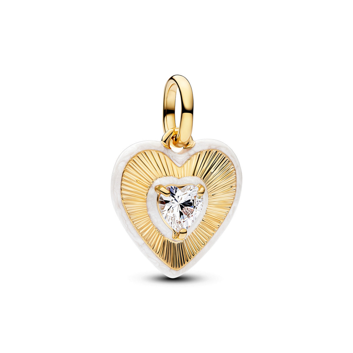 Pandora Stralend Wit Hart Medaillonbedel goudverguld medallion - 764409C01