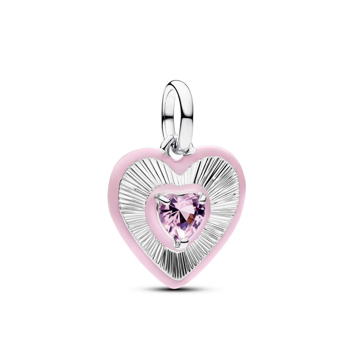 Pandora Stralend Roze Hart Medaillonbedel zilver medallion - 794409C01