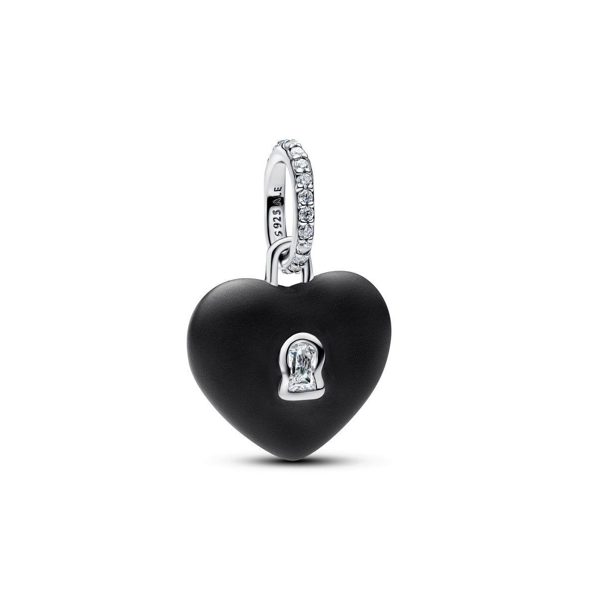 Pandora Matzwart Keramisch Hart Hangslot Hangende Bedel zilver - 794424C02
