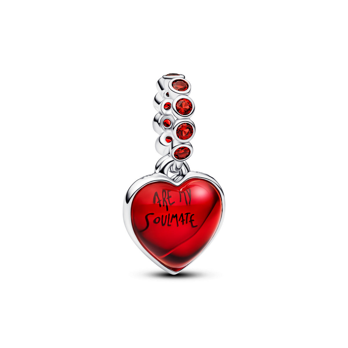 Pandora Rood Muranoglas Rood Hart Hangende Bedel zilver - 794429C01