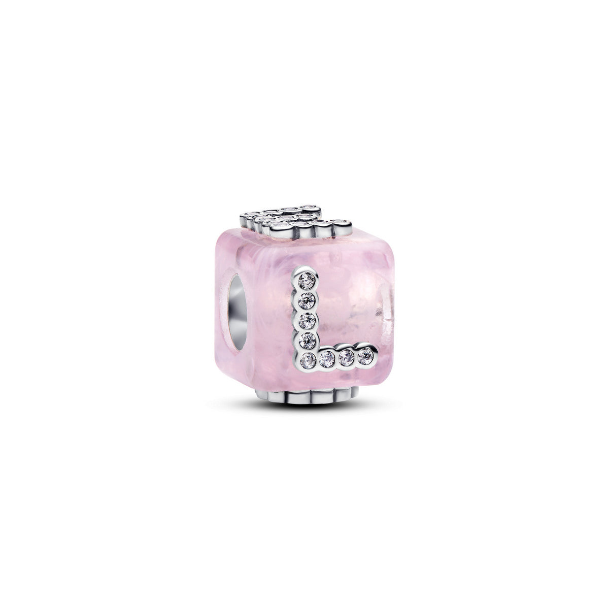 Pandora Roze Muranoglazen Liefdeskubus Bedel zilver - 794433C01