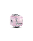 Pandora Roze Muranoglazen Liefdeskubus Bedel 794433C01 – Zilver