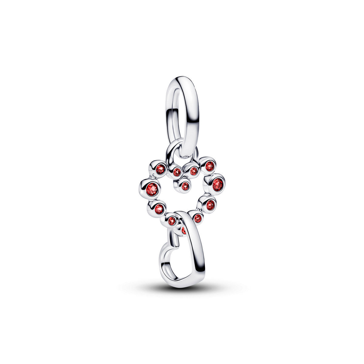 Pandora Verbonden Harten & Rode Stenen Hangende Bedel zilver - 794435C01