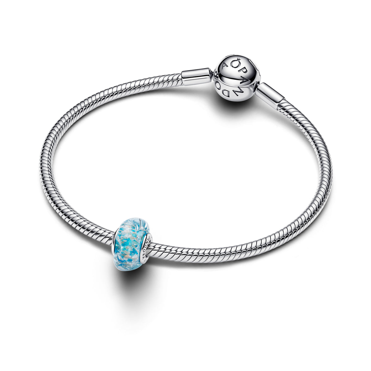Pandora Turkoois Murano-glas & Glitter Bedel zilver 794701C01
